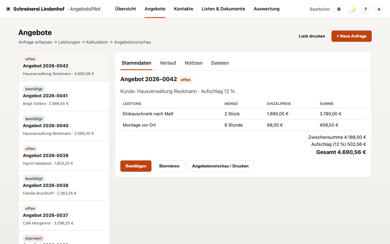 AngebotsPilot: Alle Angebote im Griff