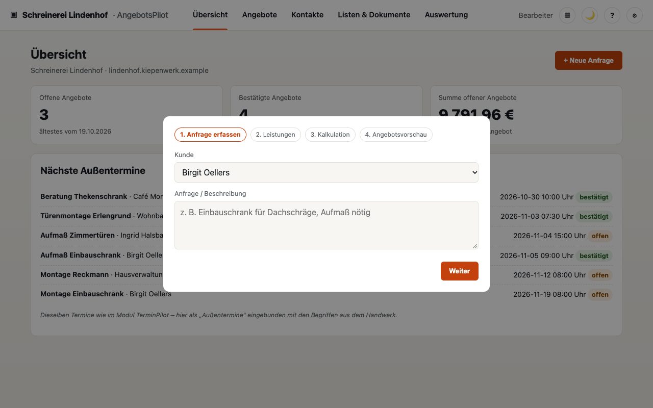 AngebotsPilot: Anfrage erfassen